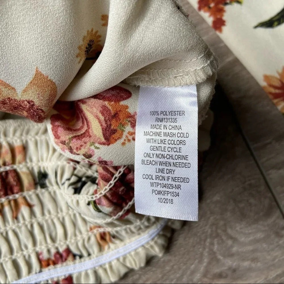 Socialite Chiffon Floral Print Faux Wrap Blouse - Picture 12 of 13